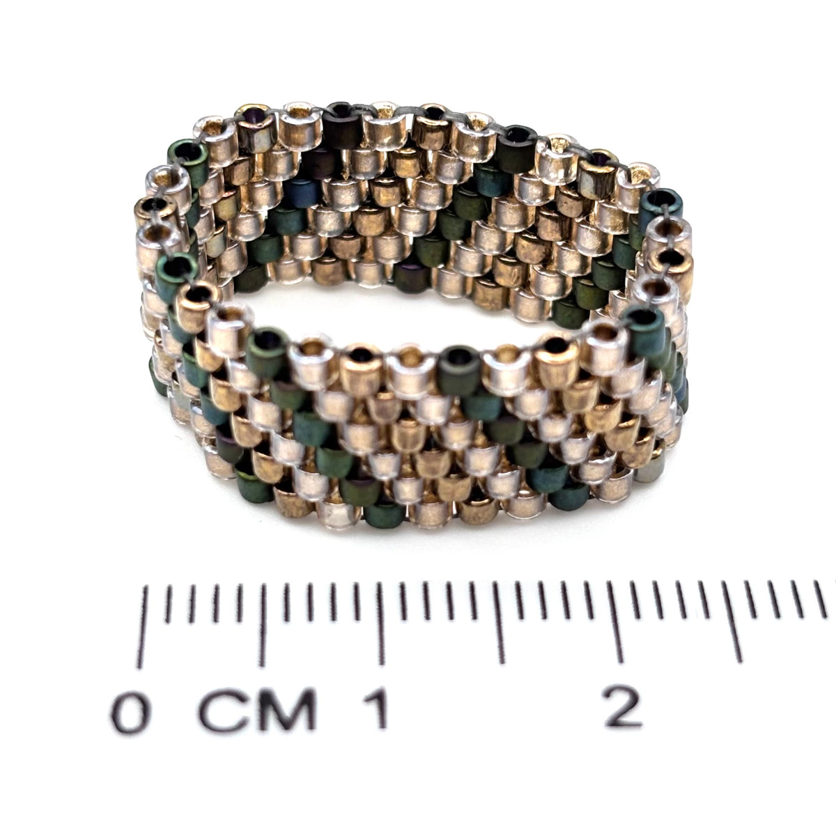 WP17 - PerlenSet edel - 3teilig - mehrfärbiges GlanzBlatt mit Armband und Ring